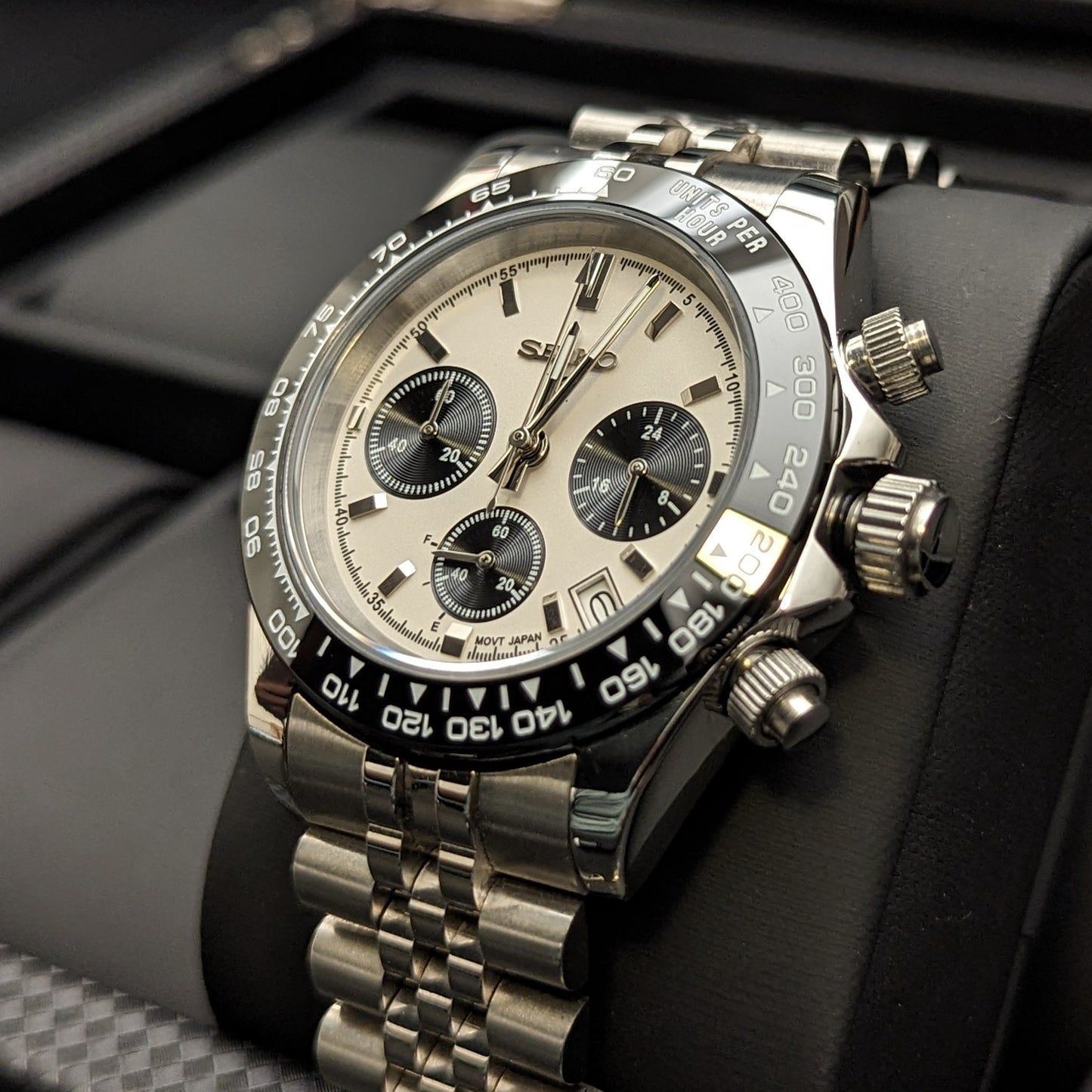 Daytona Panda Homage | Chronograph | Jubilee Bracelet  | Free Shipping Worldwide