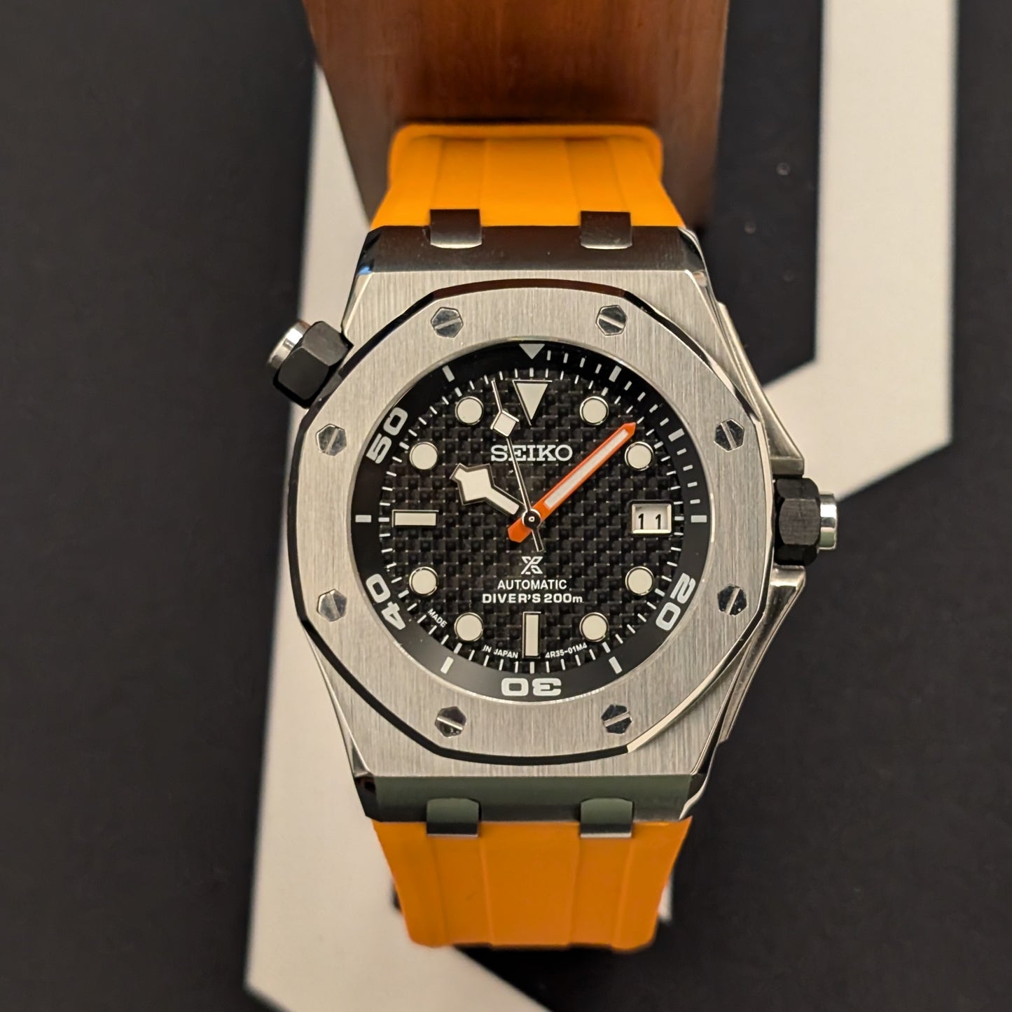 SeikOak Offshore Diver Sunburst orange Custom