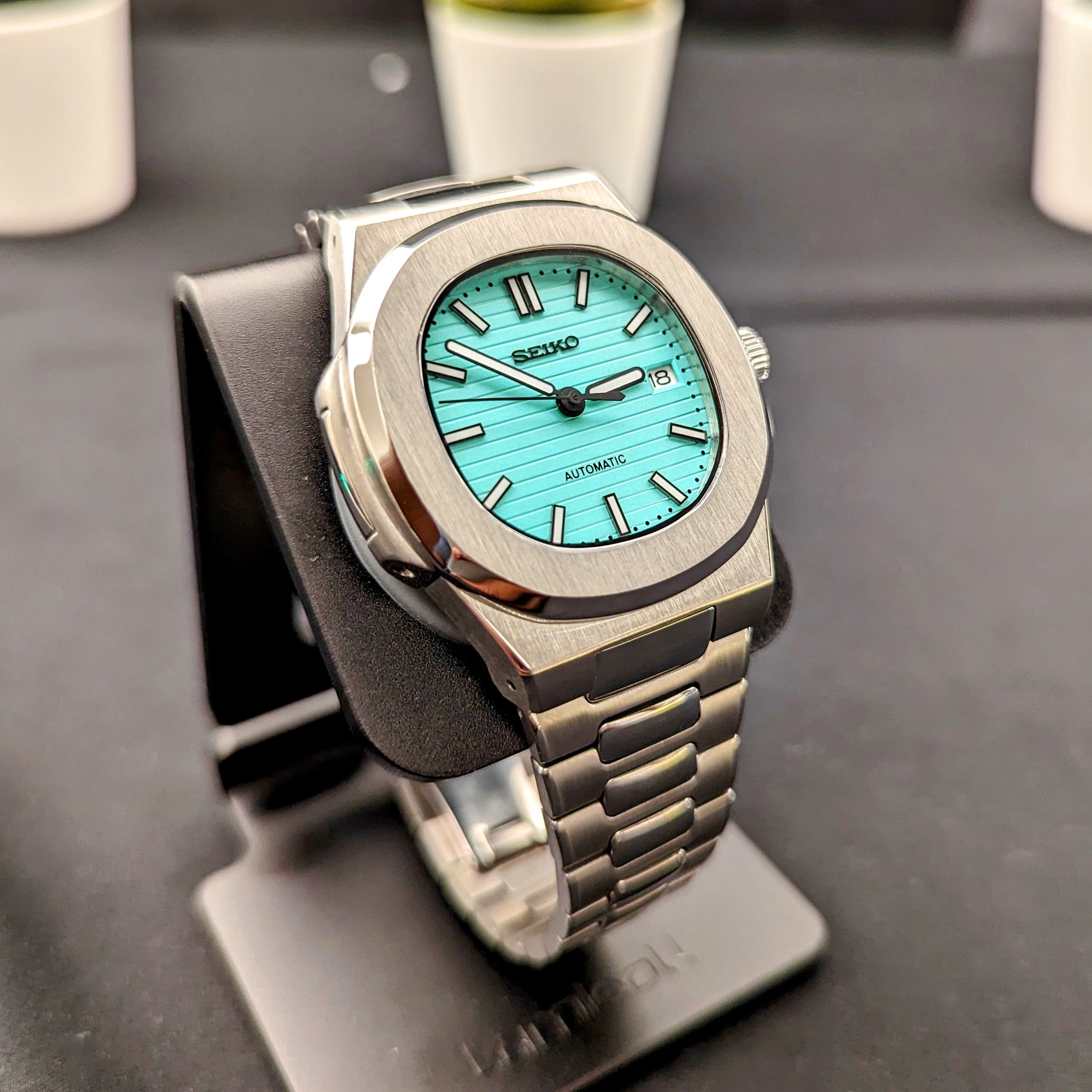 ノーチラスtype 腕時計 seiko セイコーnh35搭載 ターコイズ ブルー - 時計